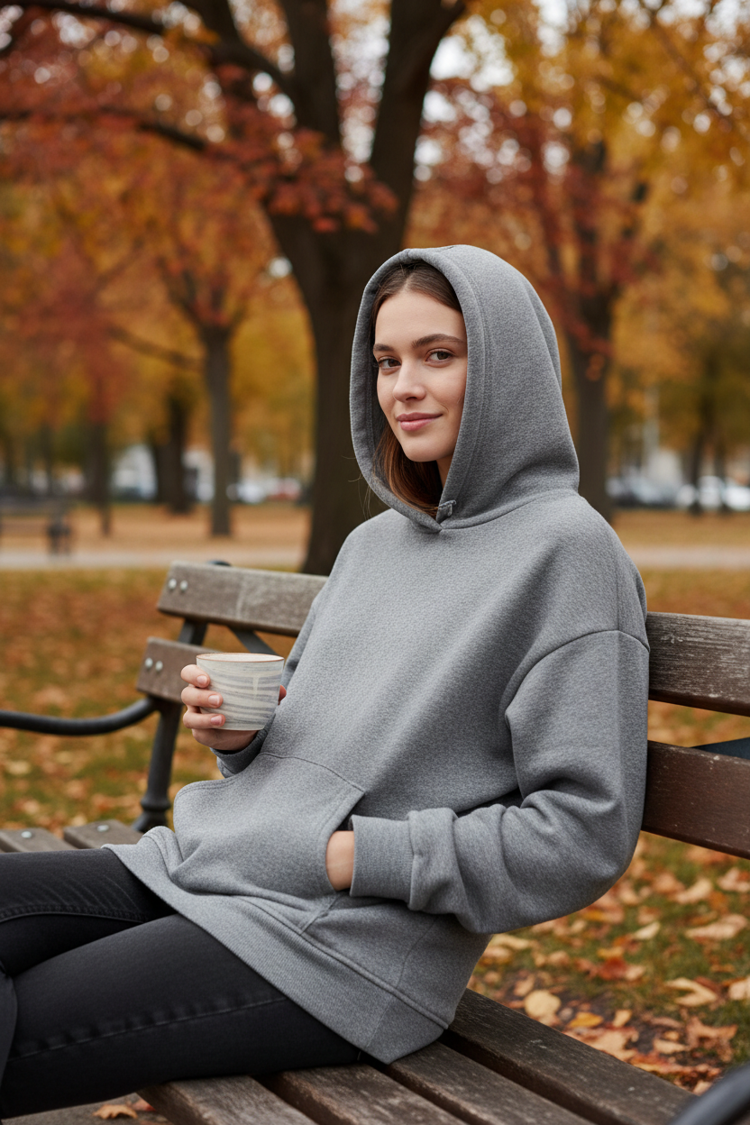 Sudadera Phoenix gris melange - Estilo relajado femenino