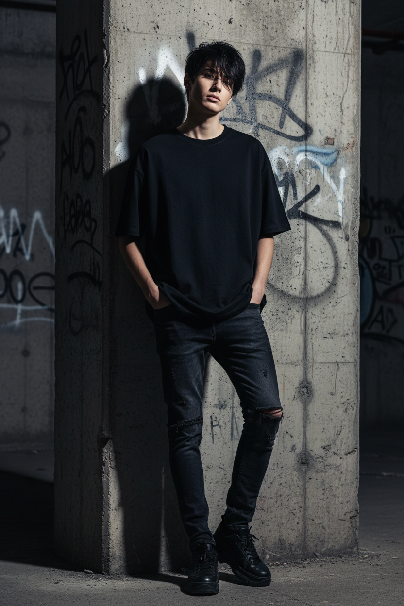 Camiseta Fjord Oversized negra - Estilo urbano unisex
