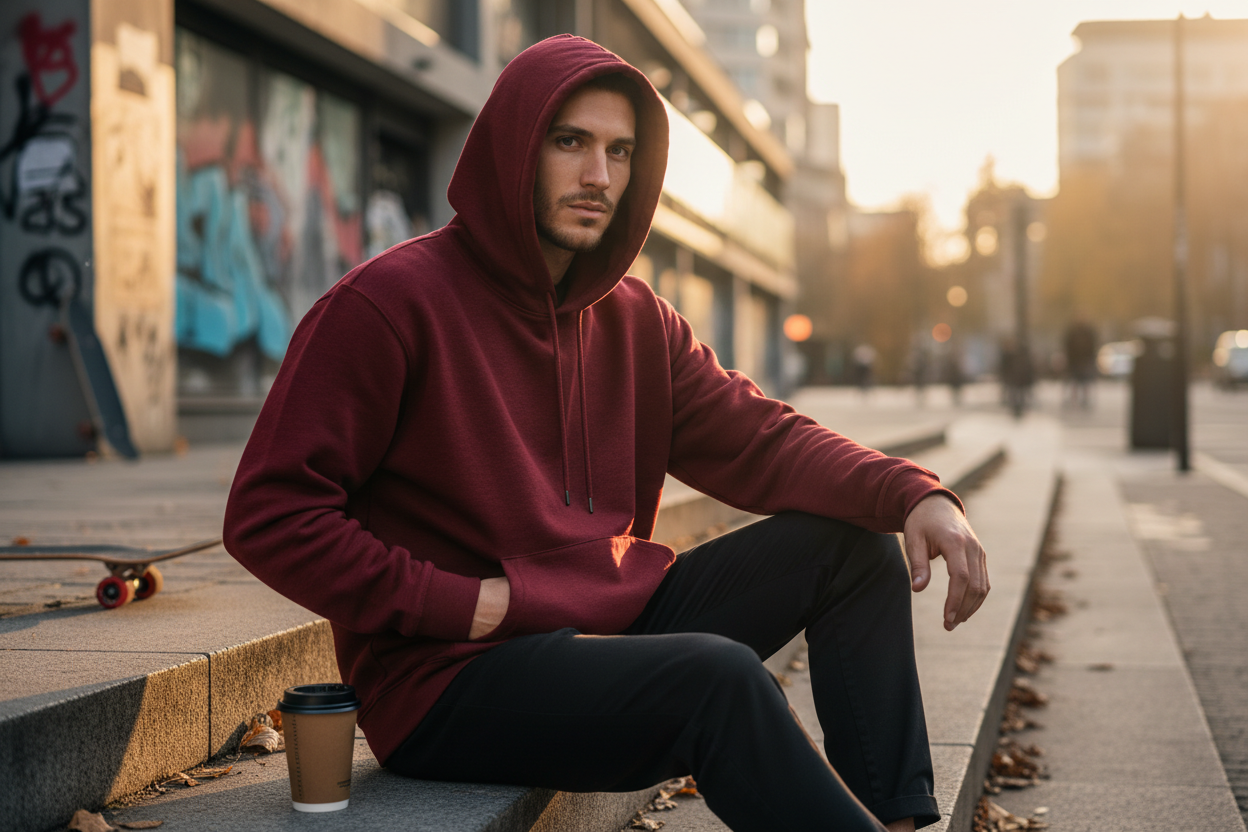 Sudadera Phoenix burgundy estilo urbano moderno